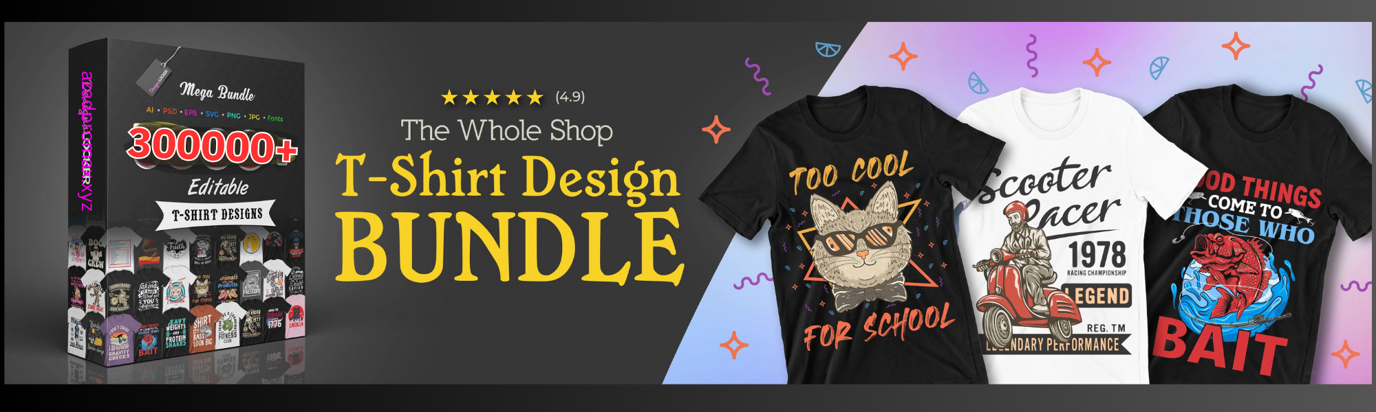 300000+ Editable T-Shirt Designs Mega Bundle